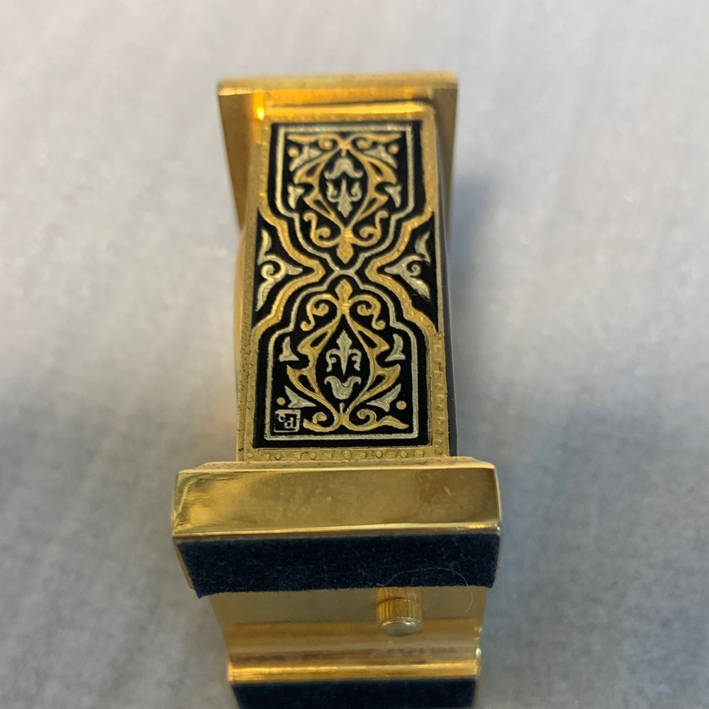 Credan miniature Carriage Clock featuring 24K Gold Damascene Art - Picture 5 of 7